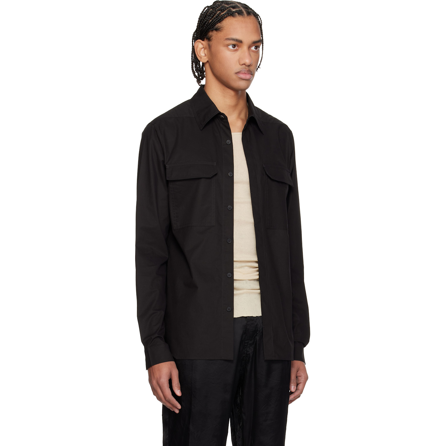  Rick Owens Black Temple Work Shirt 