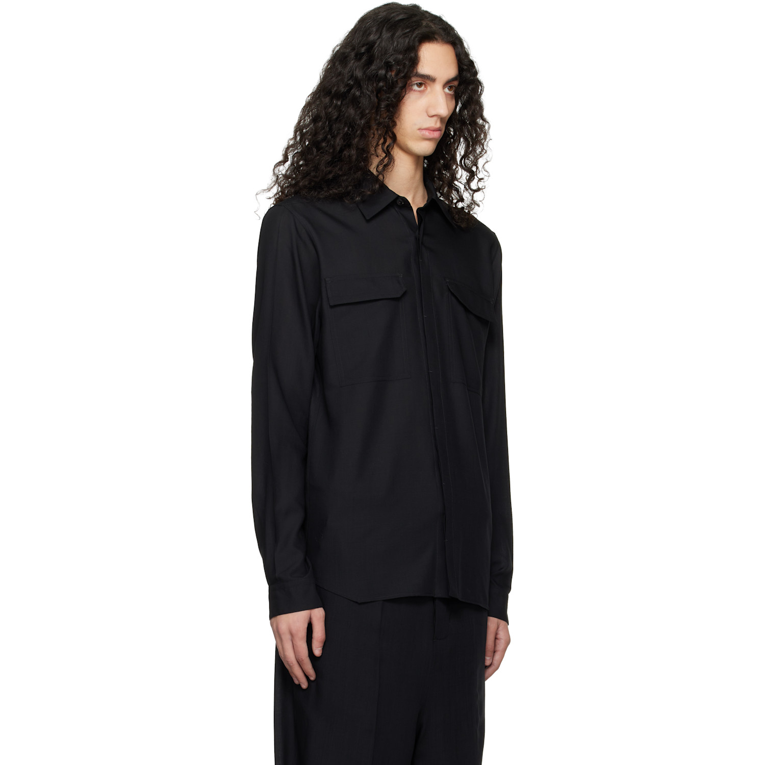  Rick Owens Black Temple Work Shirt 