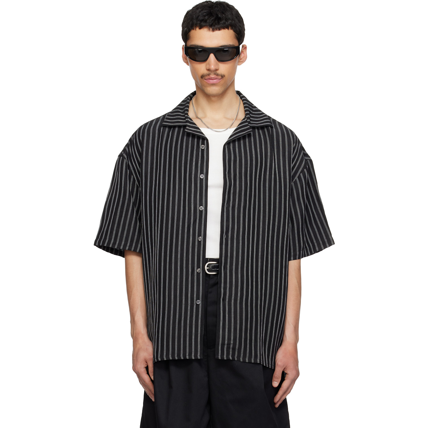 WILLY CHAVARRIA Black Camp Collar S/S Shirt