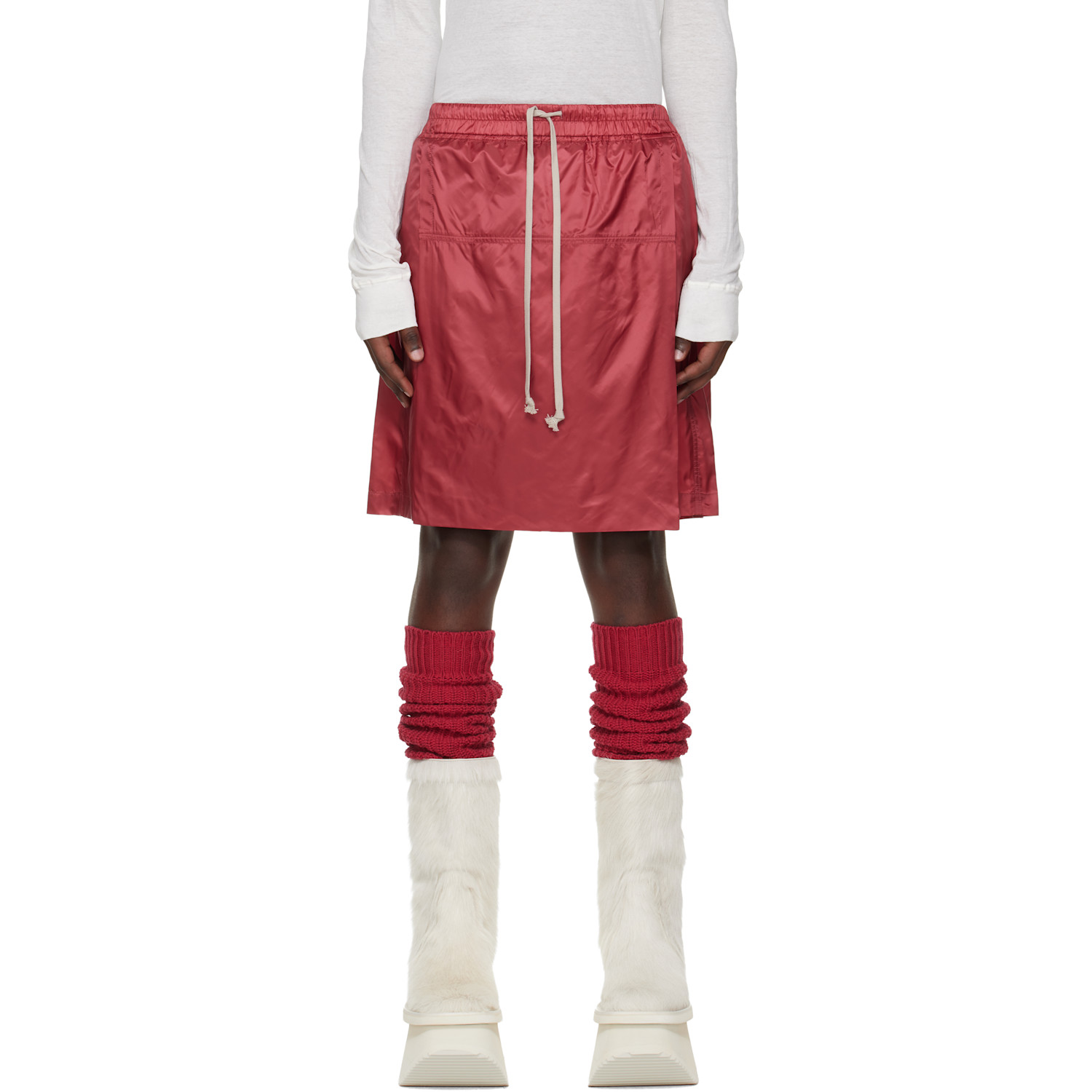 Rick Owens Moncler + Rick Owens Red Kilt Shorts