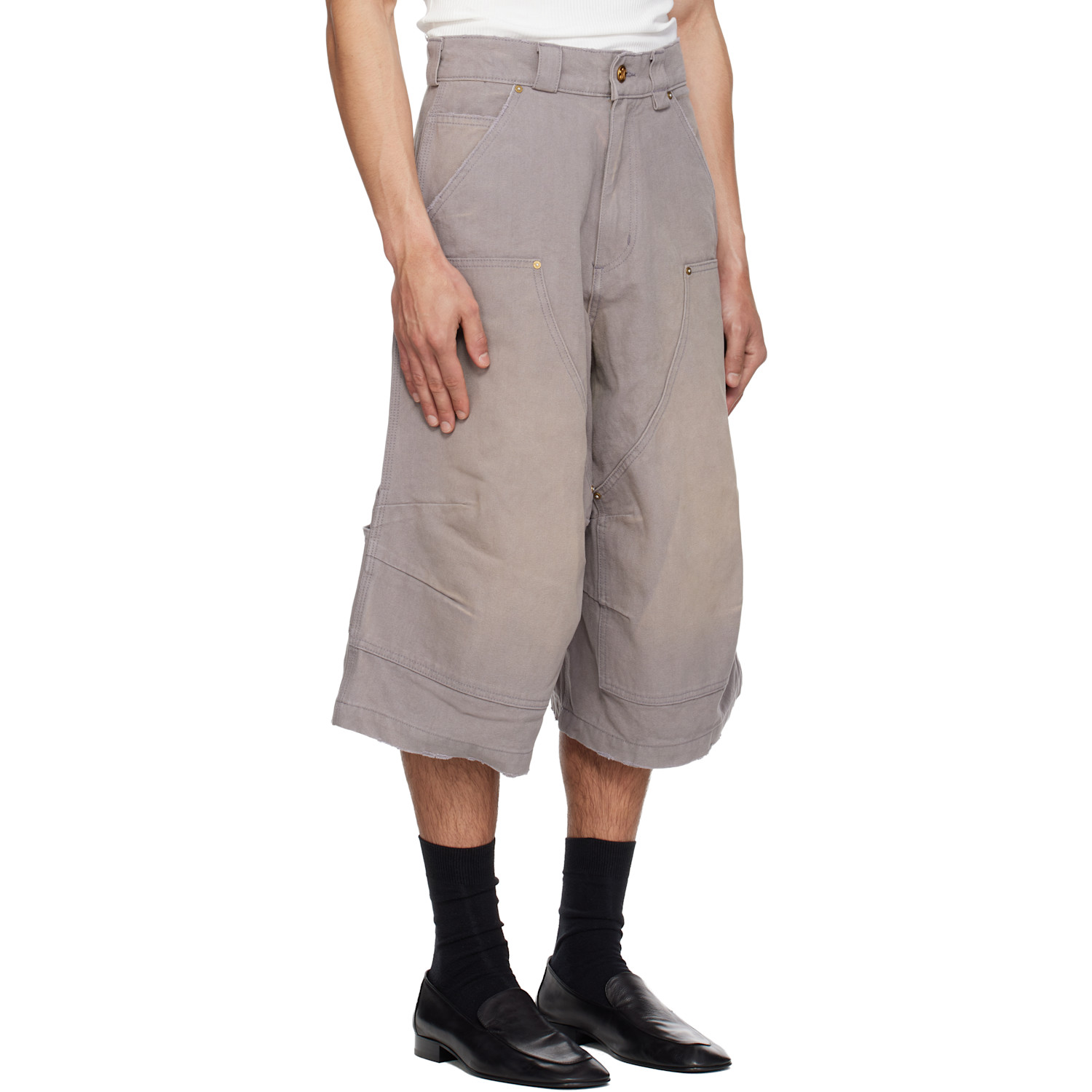  Willy Chavarria Gray Stockton Dbl Knee Shorts 
