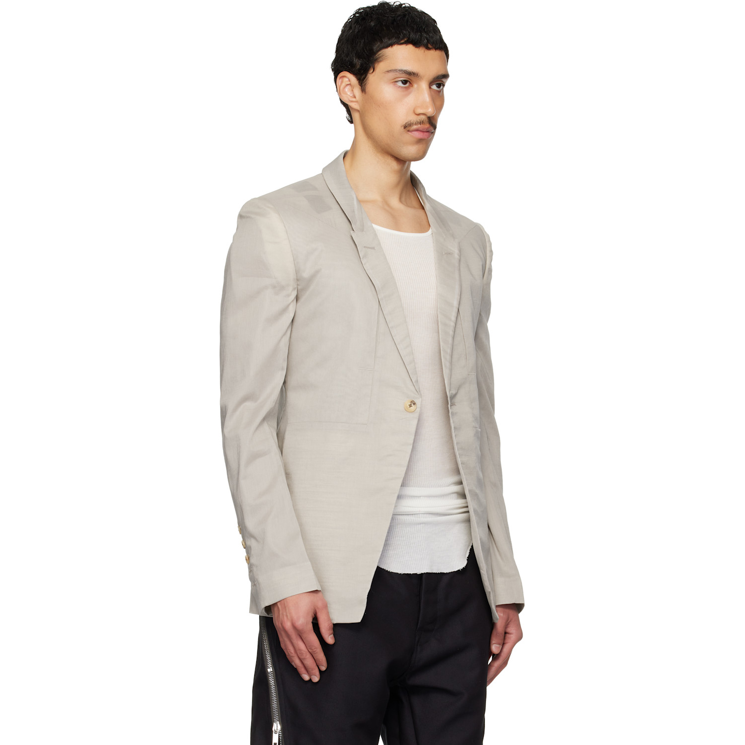  Rick Owens Off-white Temple Fogpocket Soft Soft Blazer 