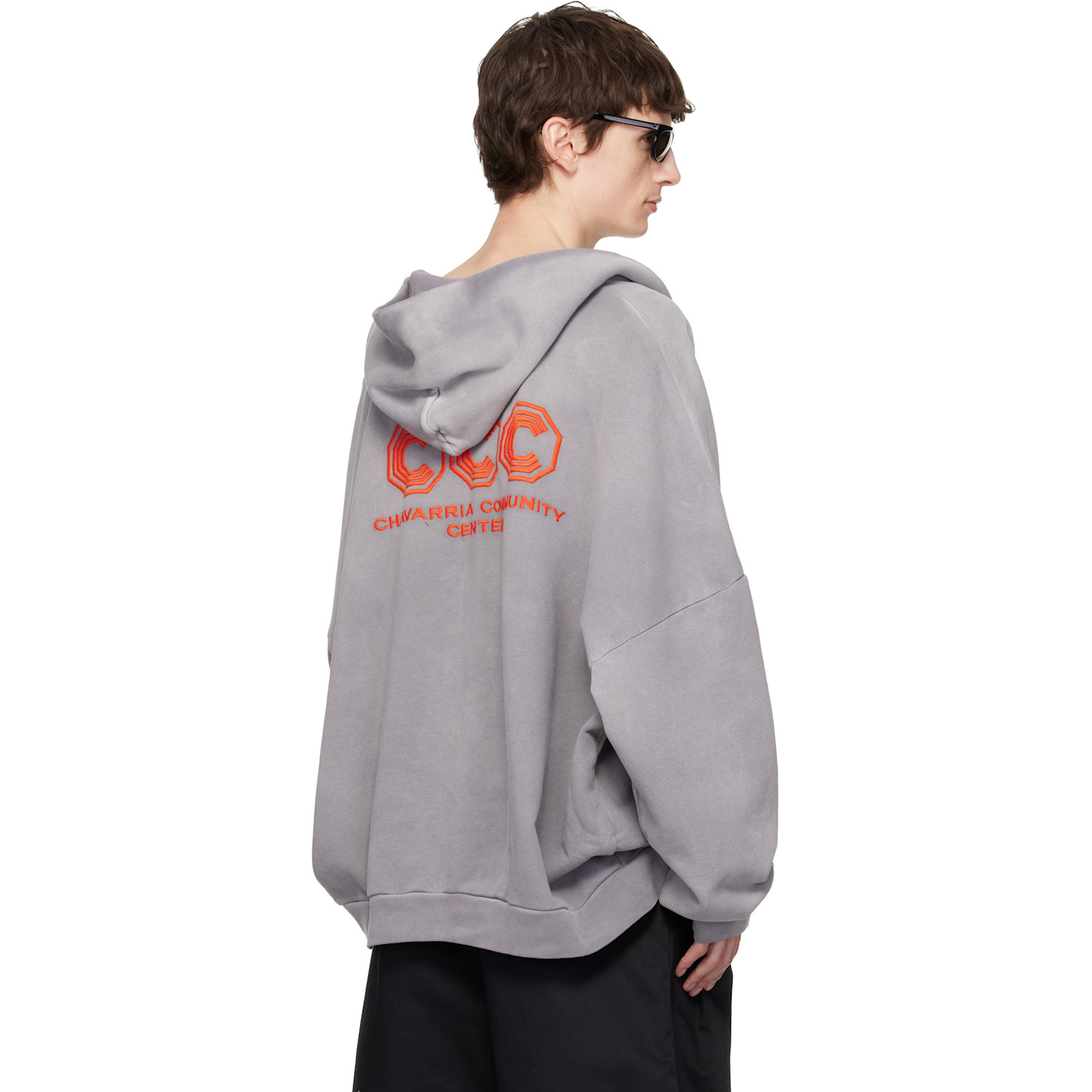  Willy Chavarria Gray 'ccc' Hooligan Zip Through Hoodie 