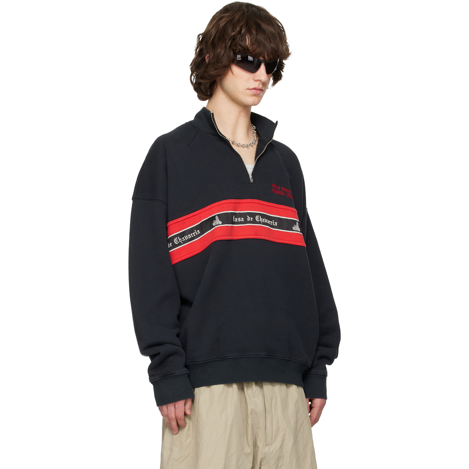  Willy Chavarria Black 'casa De Chavarria' Gilroy Mock Neck Sweatshirt 