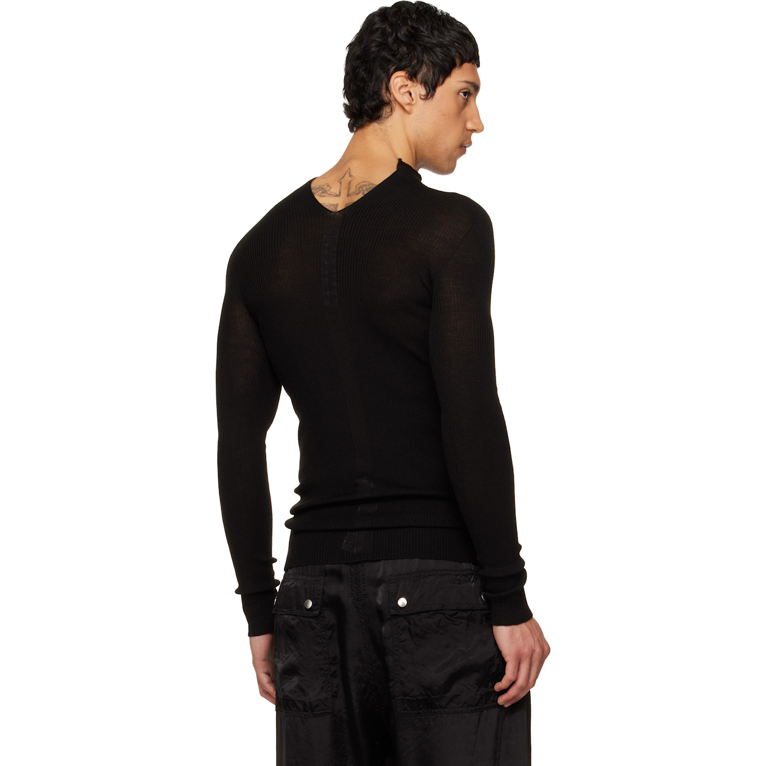  Rick Owens Black Temple Ribbed Tabard Turtleneck 