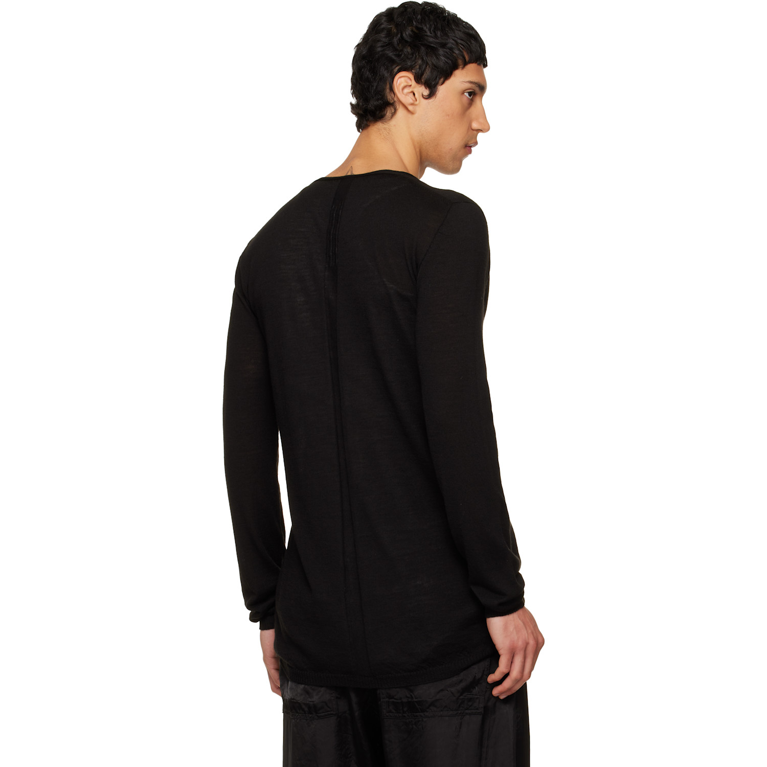  Rick Owens Black Temple Oversized Extreme V-neck Sweater 