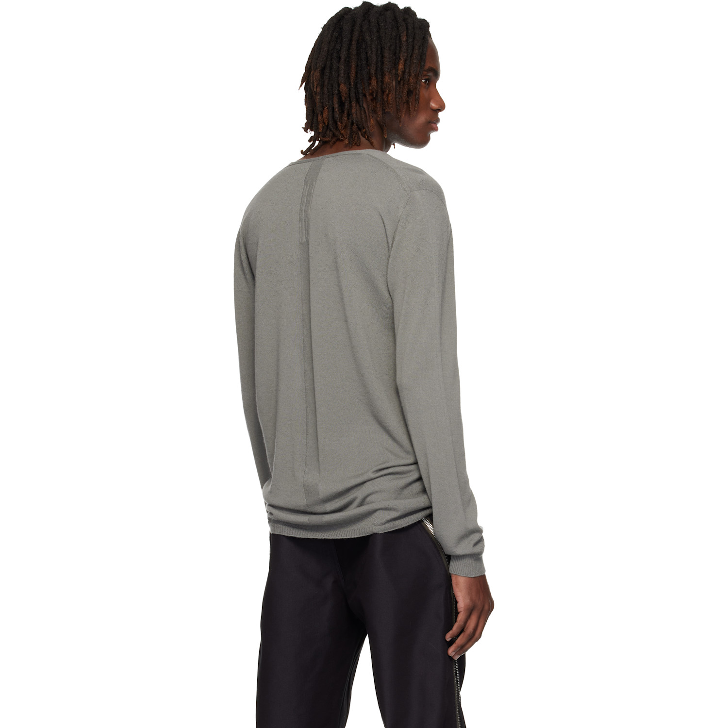  Rick Owens Gray Temple Oversize Extreme V Neck Sweater 