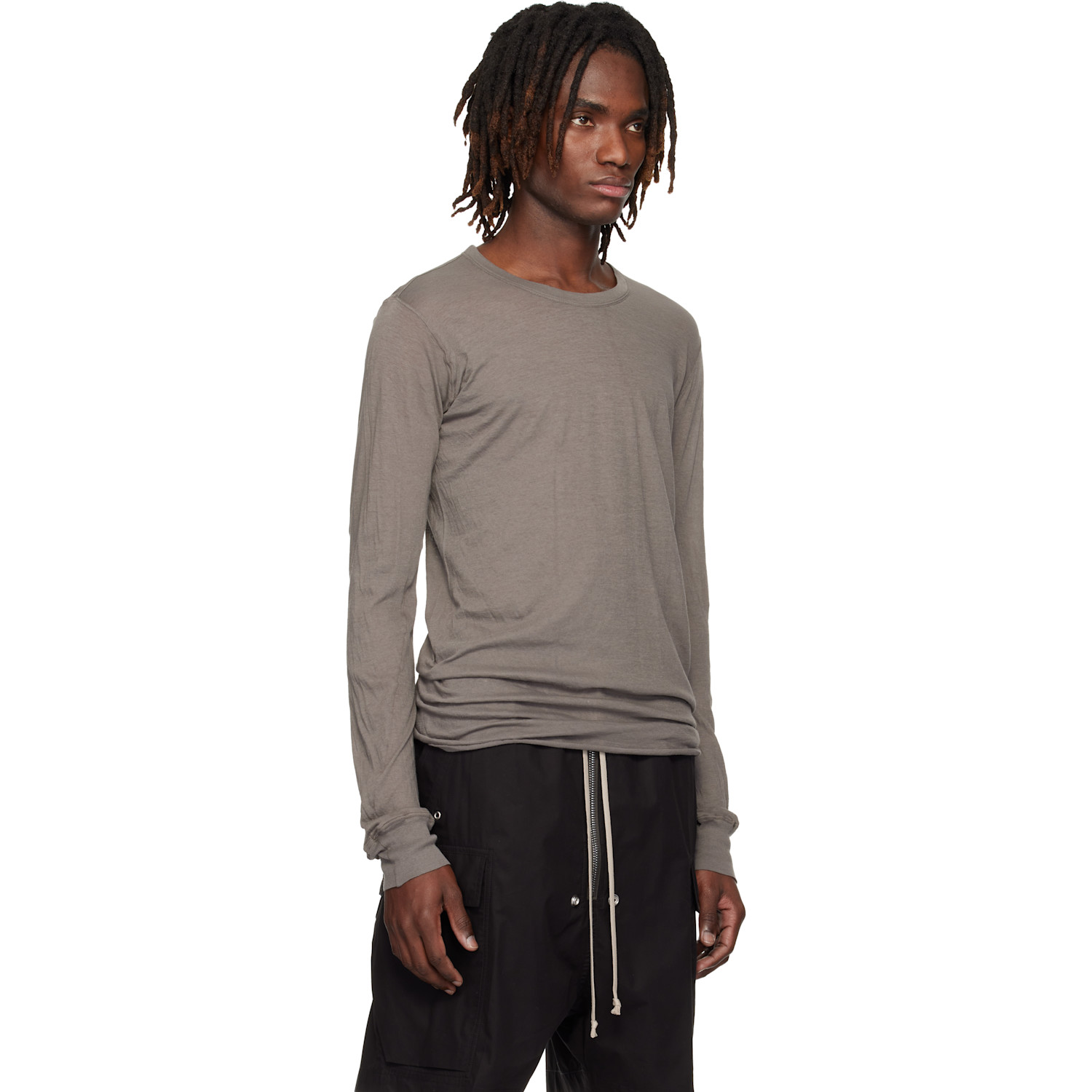  Rick Owens Gray Temple Basic Ls T-shirt 