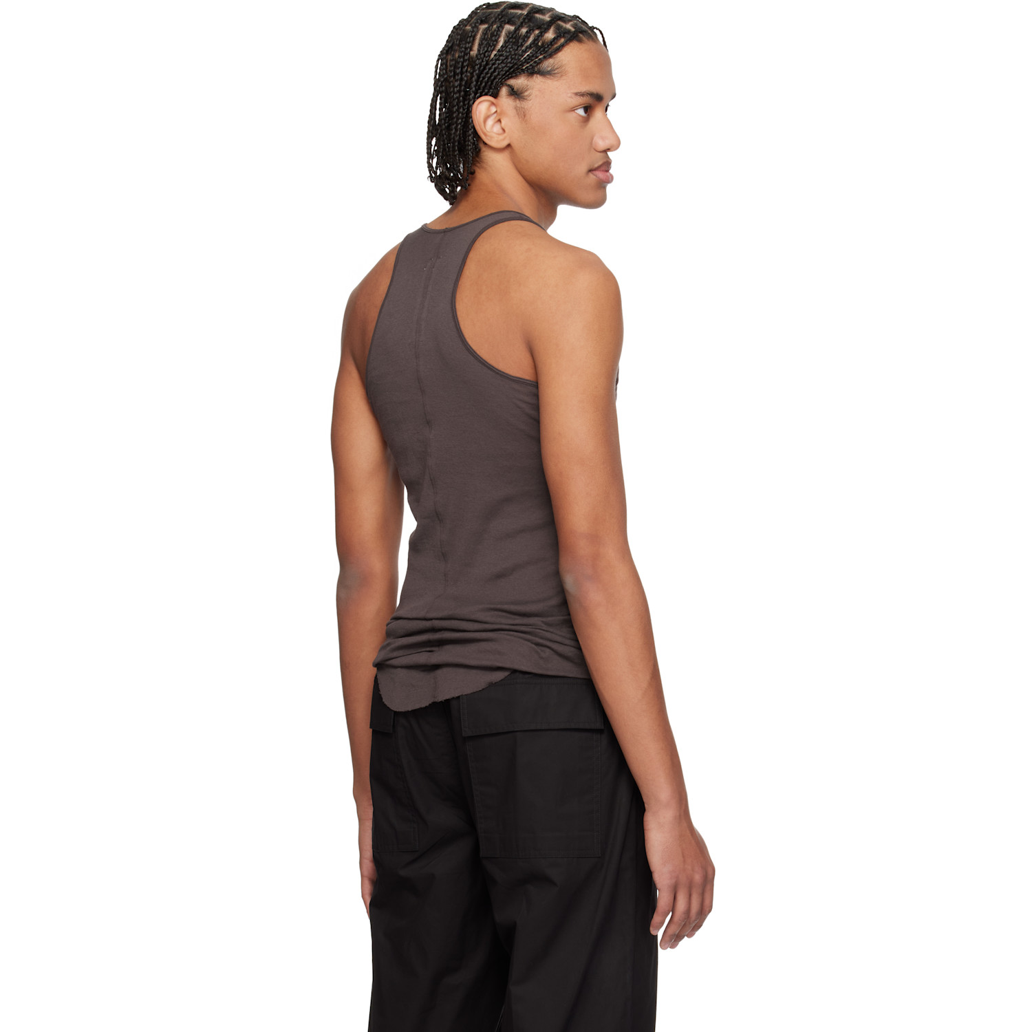  Rick Owens Brown Temple Basic Rib Tank Top 