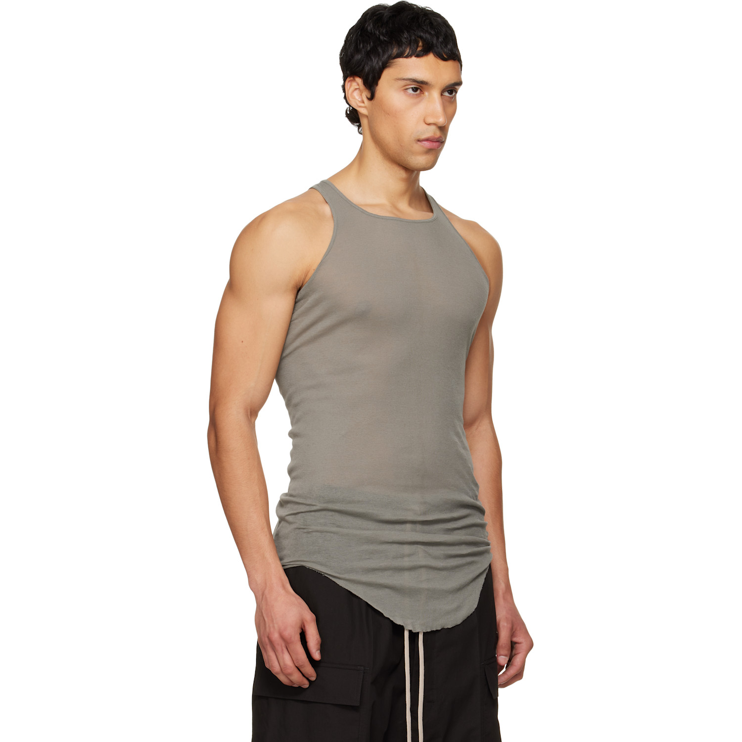  Rick Owens Gray Temple Basic Rib Tank Top 