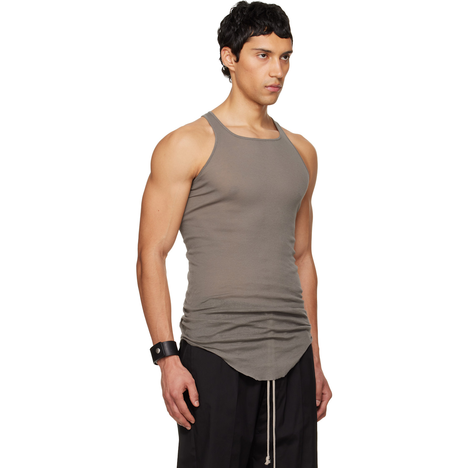  Rick Owens Gray Temple Basic Rib Tank Top 