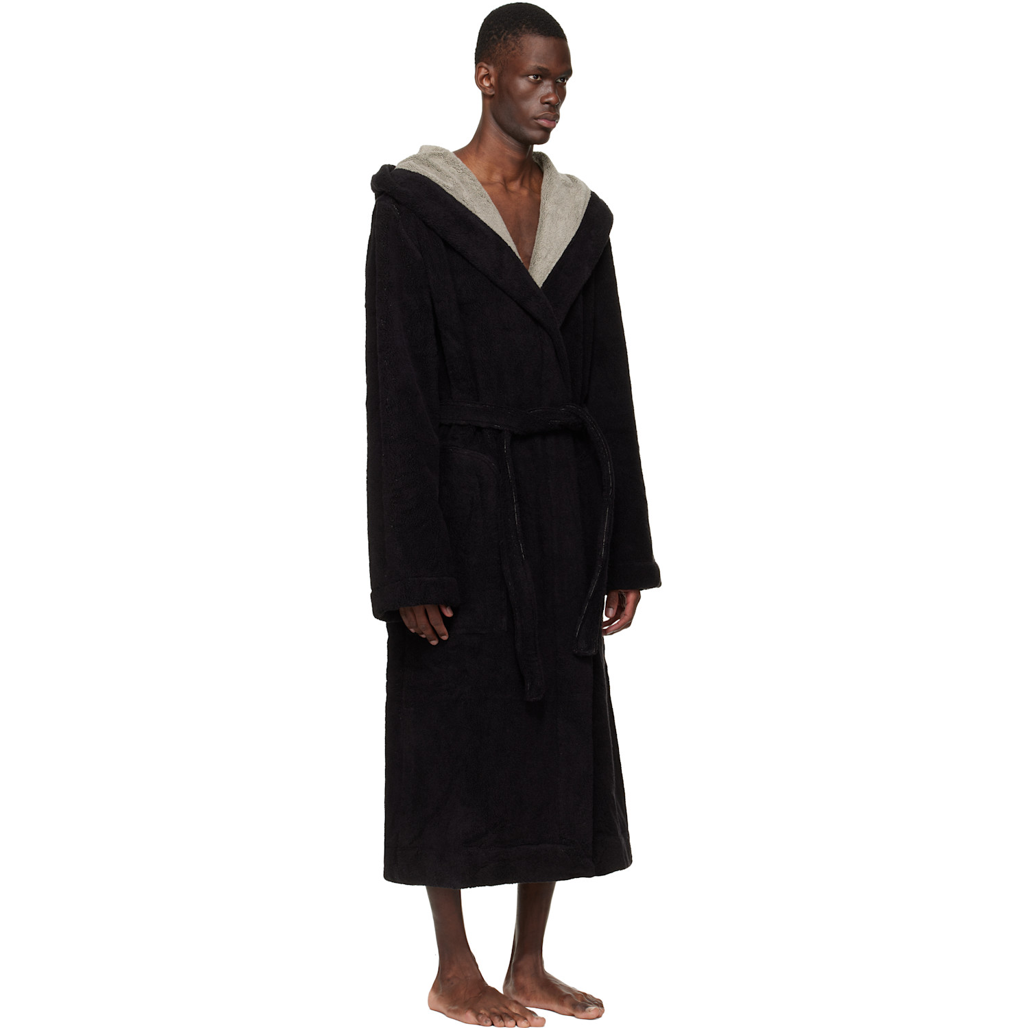  Rick Owens Black Temple Beach Bathrobe 