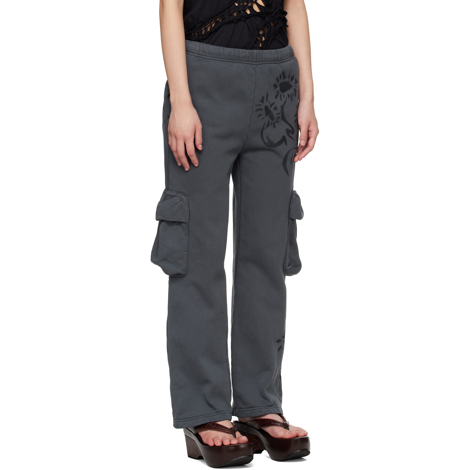  Collina Strada Gray 'charcoal Daisies' Lounge Pants 