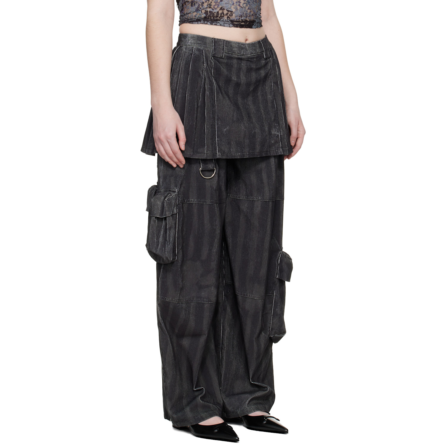  Collina Strada Black Lawn Skirt Cargo Pants 