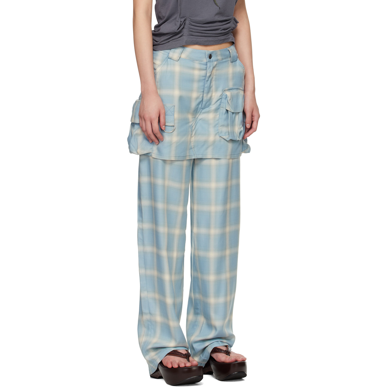  Collina Strada Blue Flannel Cargo Skirtpant 