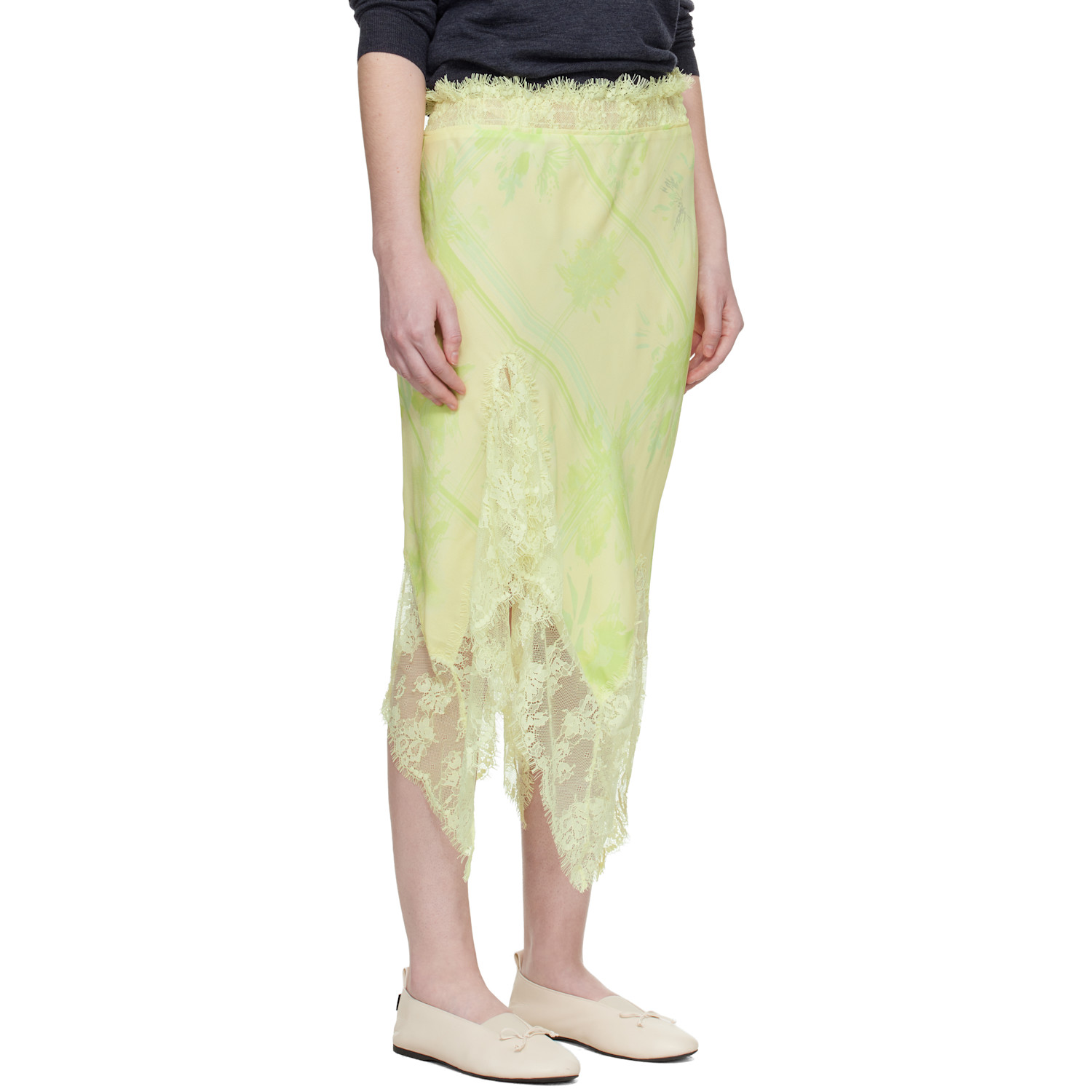  Collina Strada Yellow Waterlily Midi Skirt 