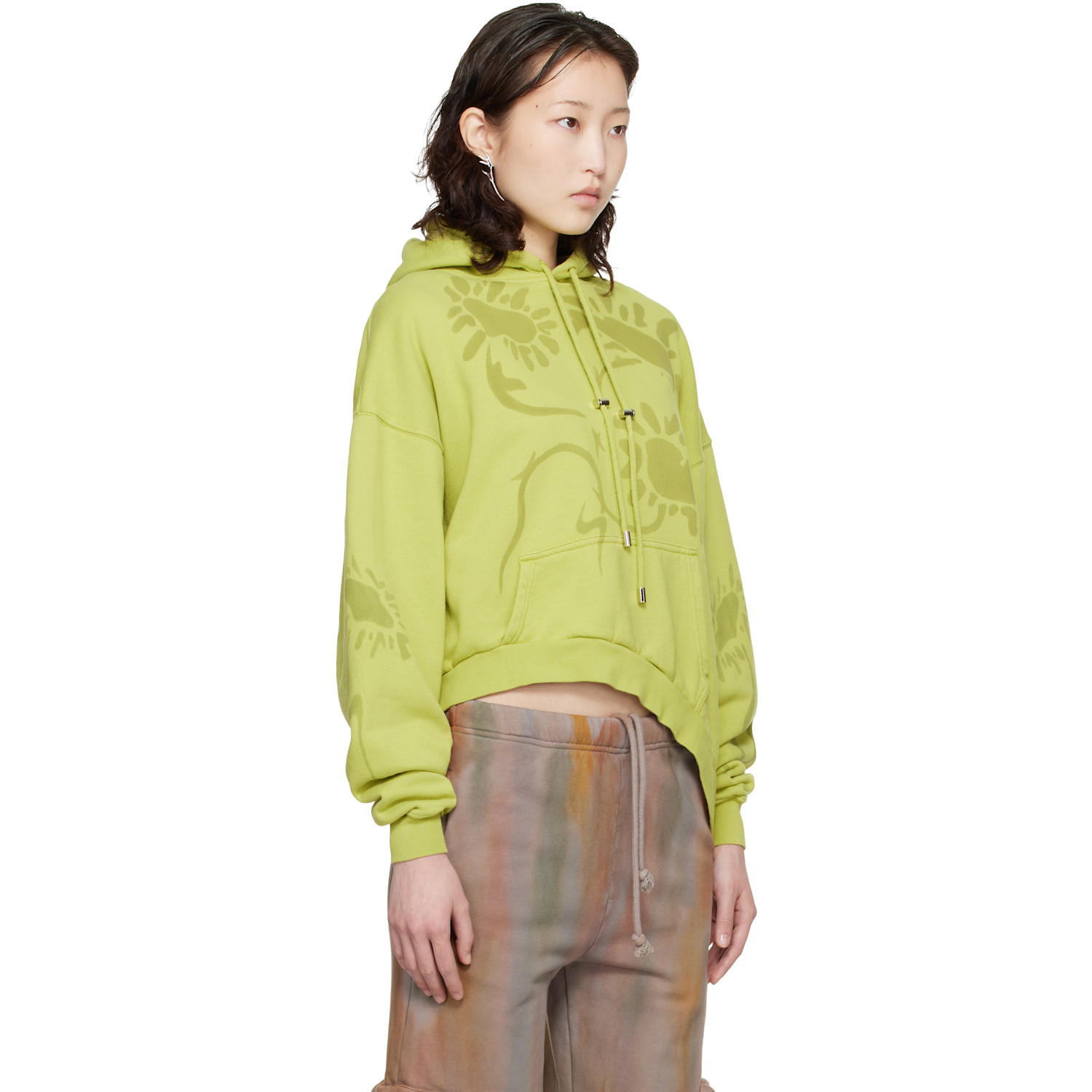  Collina Strada Green Wave Hem Hoodie 