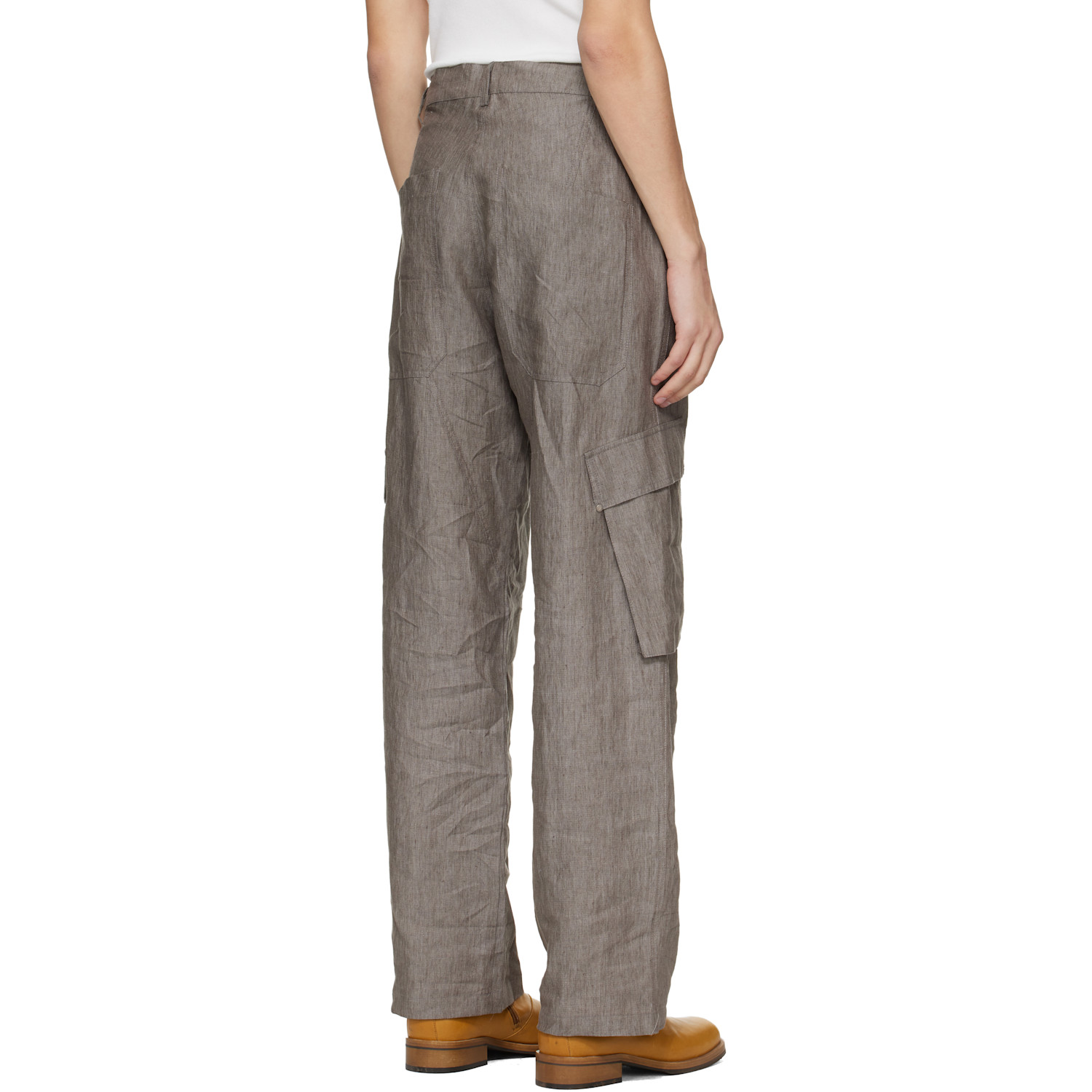  Serapis Gray Linen Cargo Pants 