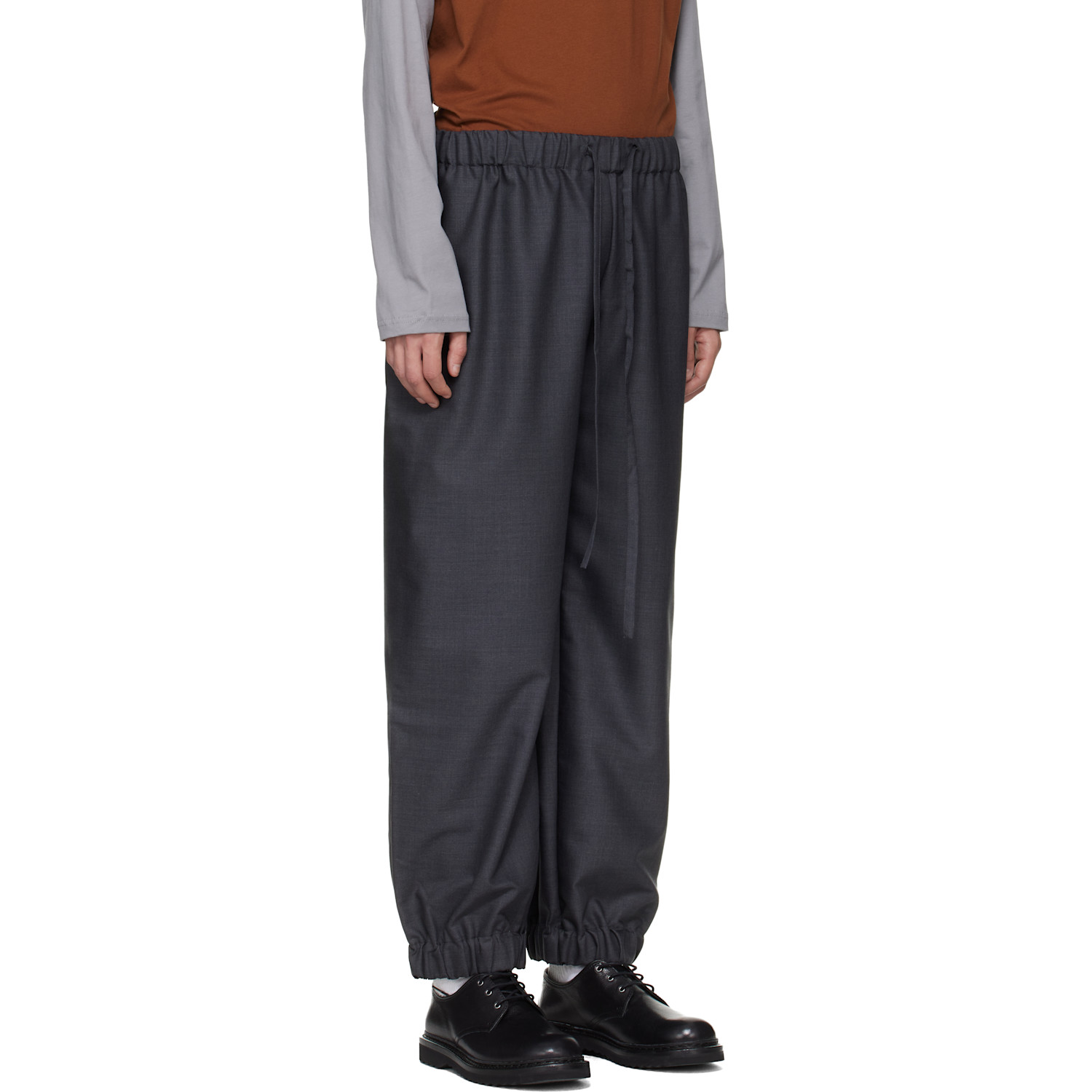  Serapis Gray Wool Draped Lounge Pants 