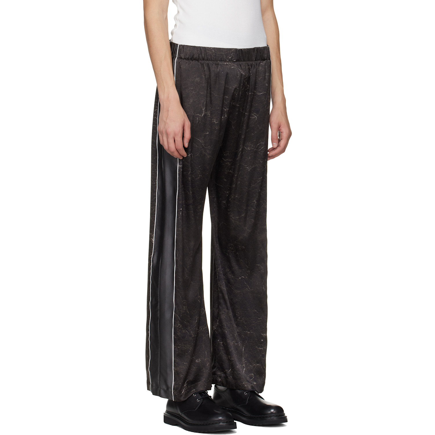  Serapis Brown Satin Silk Football Track Pants 