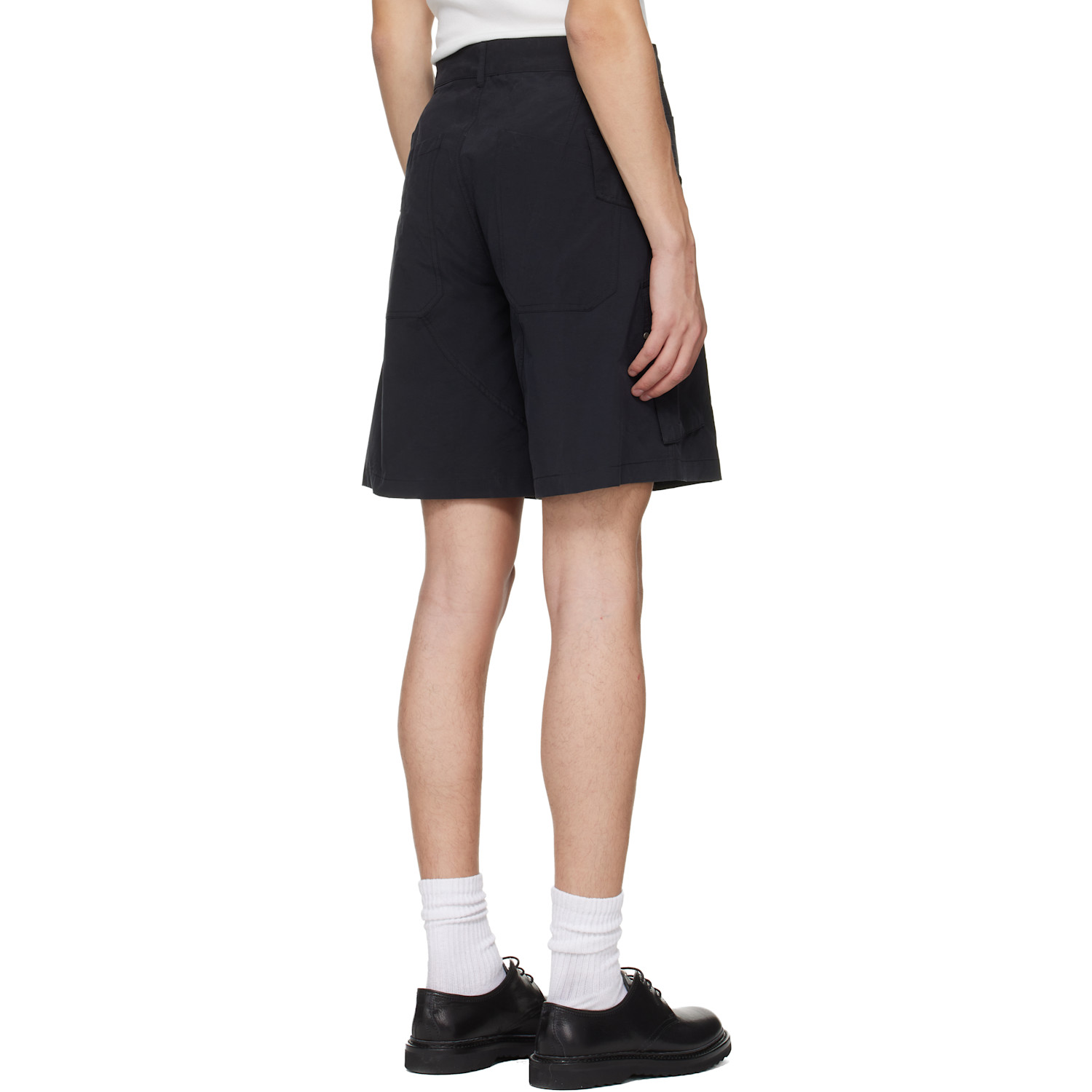  Serapis Black Riveted Nylon Cargo Shorts 