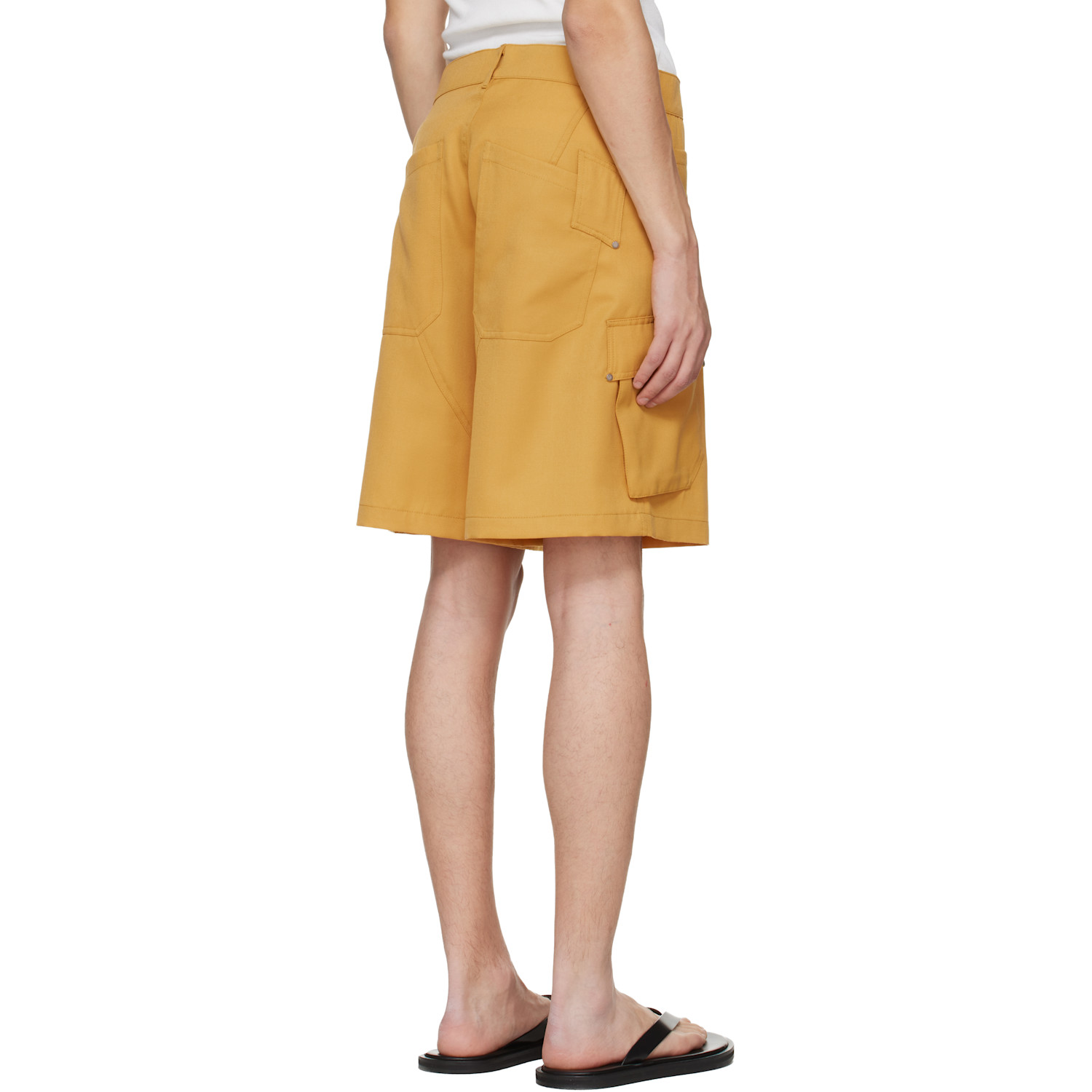  Serapis Yellow Riveted Linen Cargo Shorts 