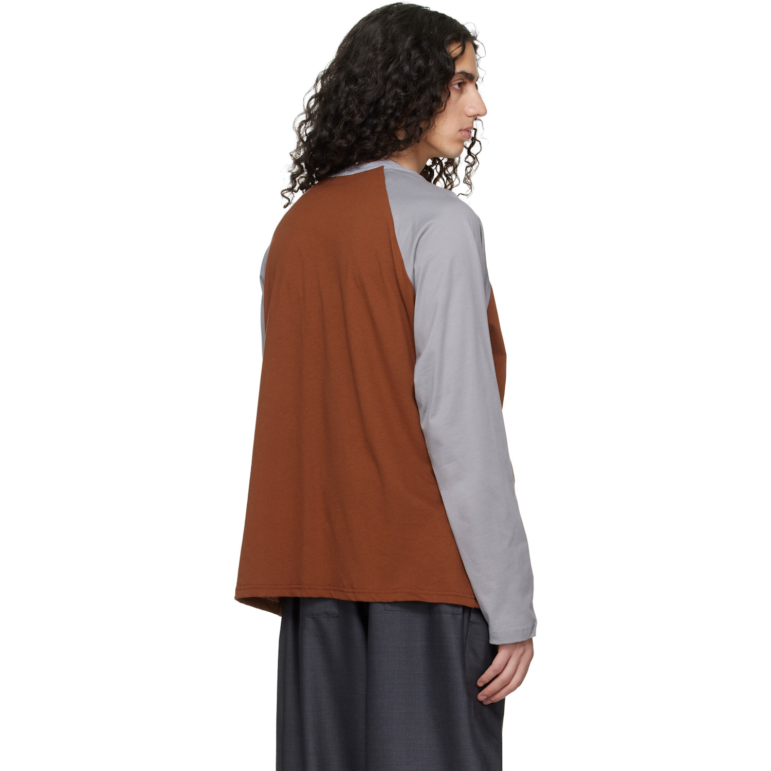  Serapis Tan & Gray W-neck Cotton T-shirt 