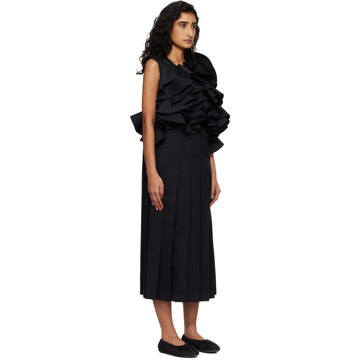  Comme Des Garçons Black Twill Midi Dress 