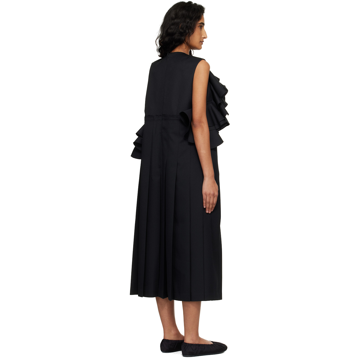  Comme Des Garçons Black Twill Midi Dress 
