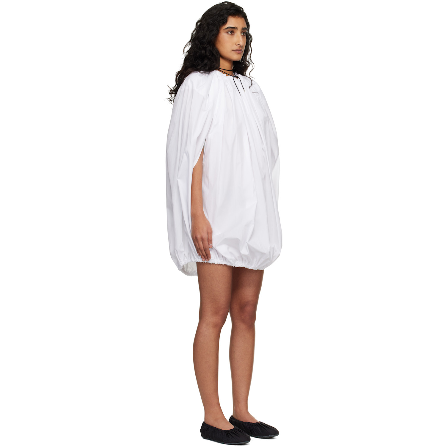  Comme Des Garçons White Cotton Broad Midi Dress 