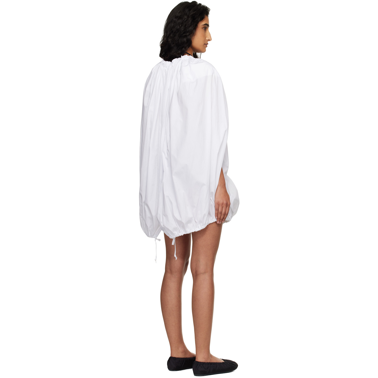  Comme Des Garçons White Cotton Broad Midi Dress 