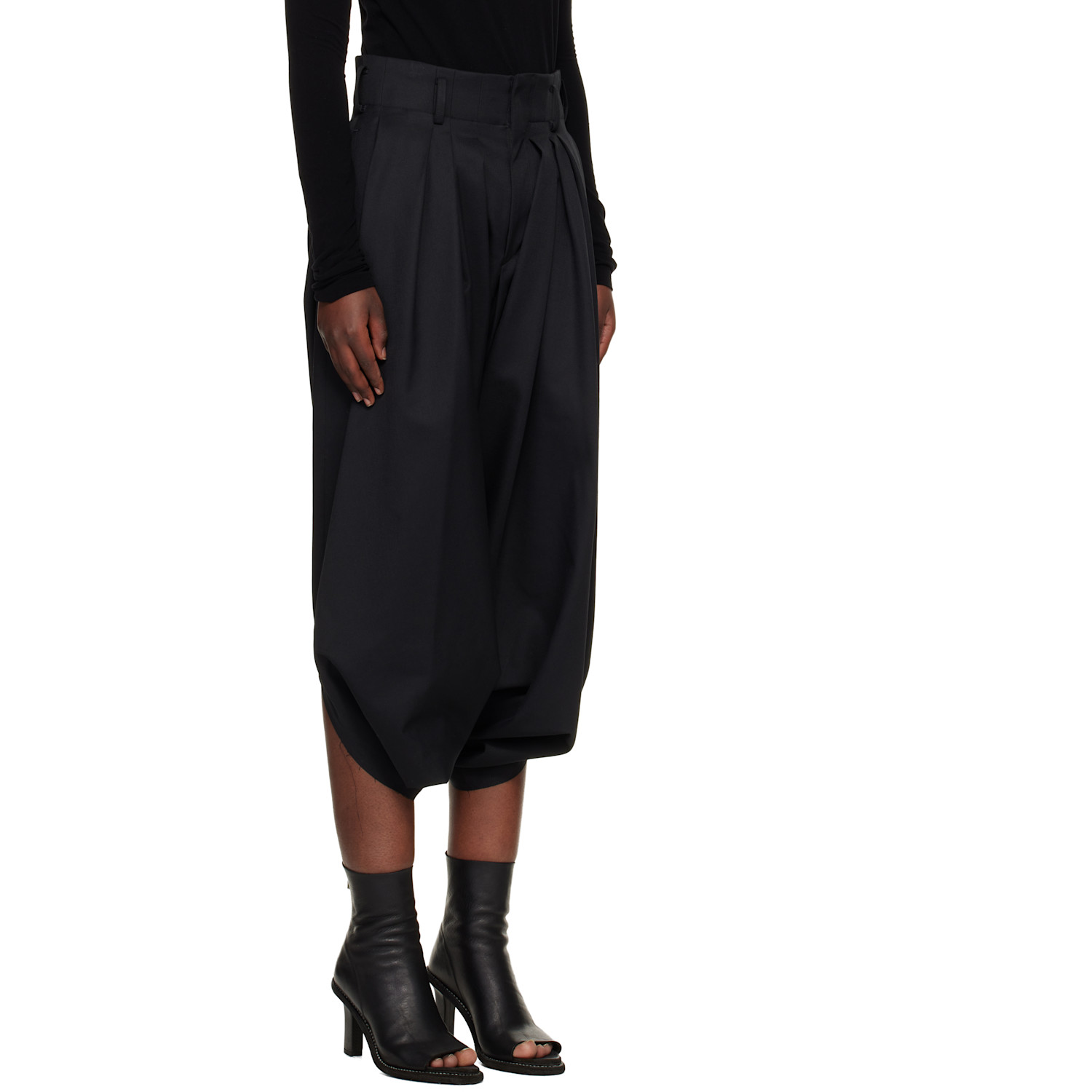  Comme Des Garçons Black Polyester Wool Gabardine Trousers 
