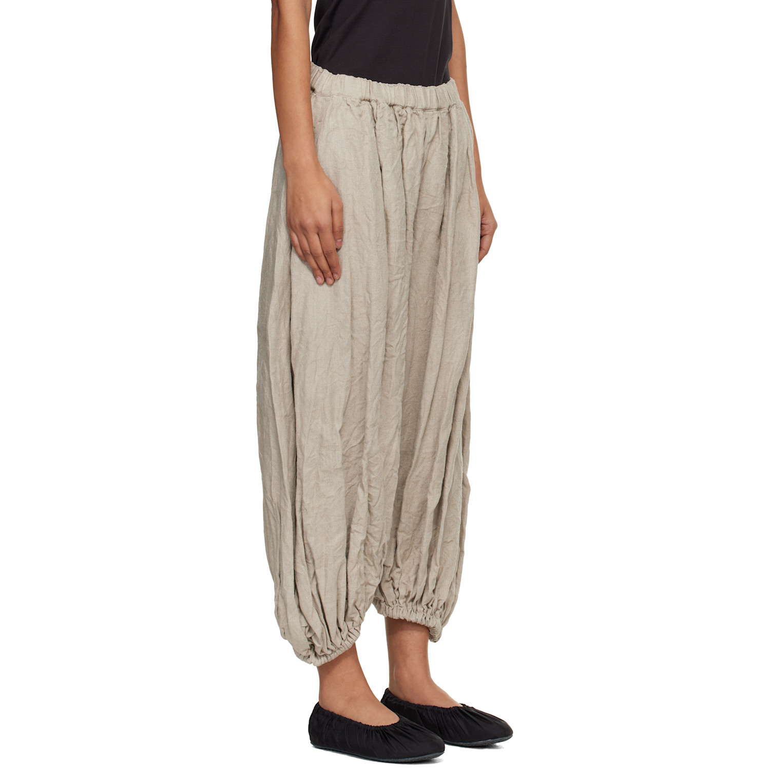  Comme Des Garçons Beige Linen Herringbone Garment Treated Trousers 