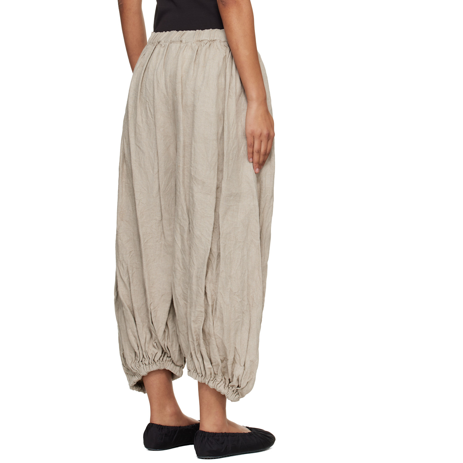  Comme Des Garçons Beige Linen Herringbone Garment Treated Trousers 