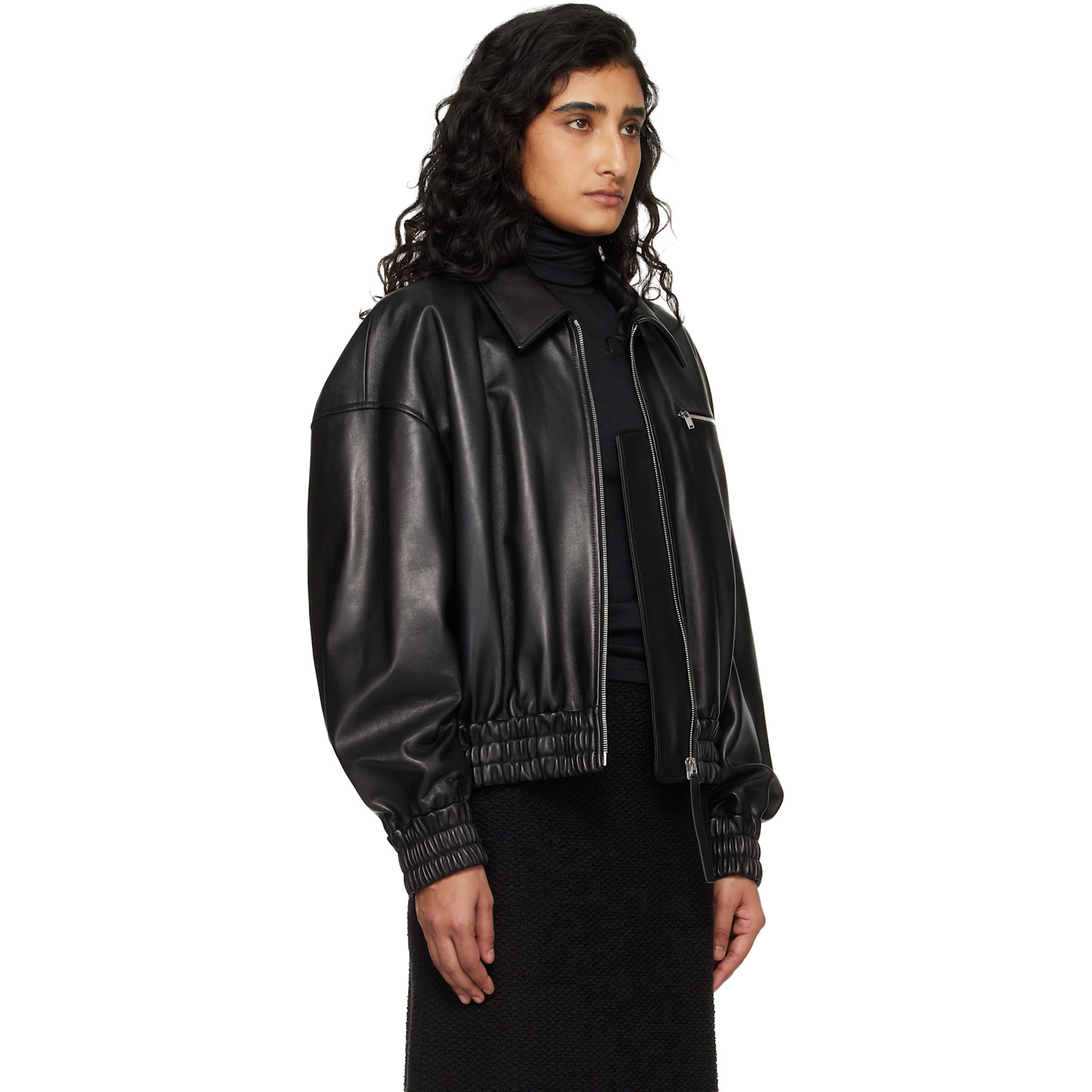  Jil Sander Black Blouson Leather Jacket 