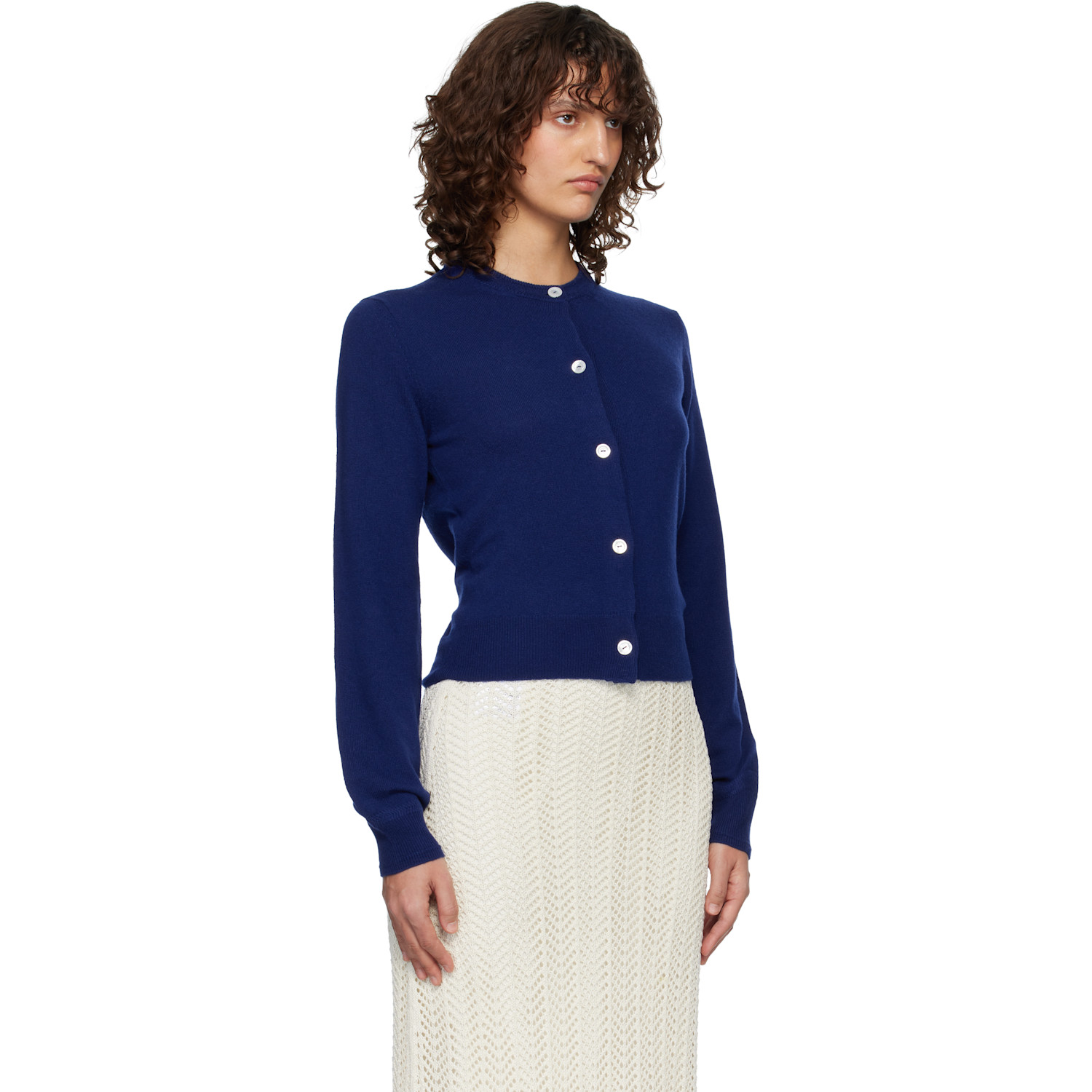  Jil Sander Blue Wool Crew Neck Long Sleeves Cardigan 