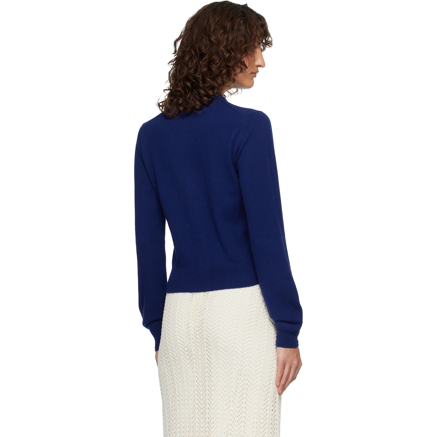  Jil Sander Blue Wool Crew Neck Long Sleeves Cardigan 