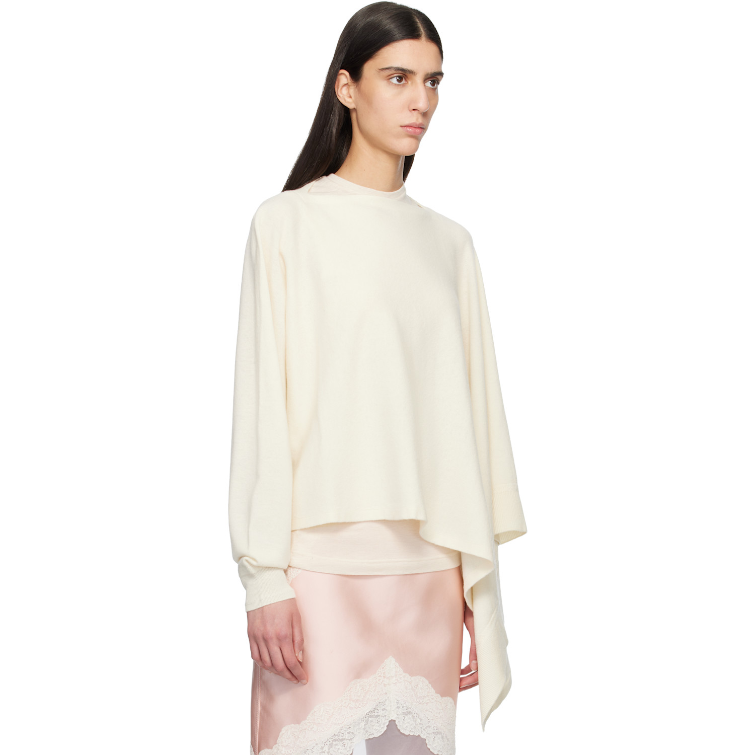  Jil Sander Off-white Cape One Sleeve Sweater 