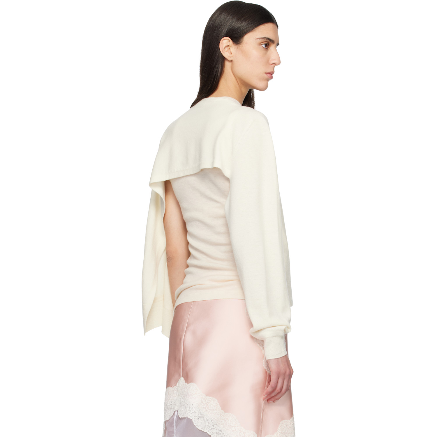  Jil Sander Off-white Cape One Sleeve Sweater 