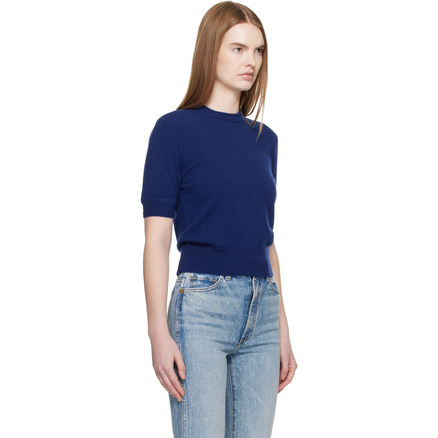  Jil Sander Blue Lightweight Wool Knit T-shirt 