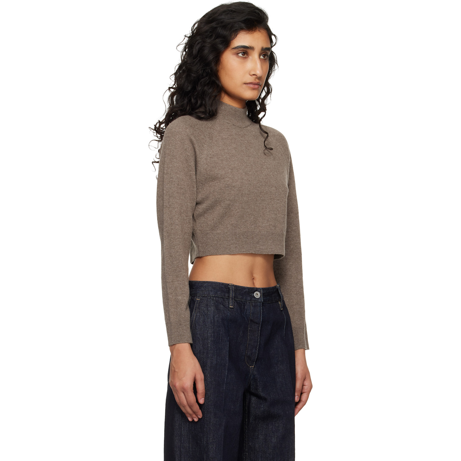  Jil Sander Brown Ls Crop Sweater 
