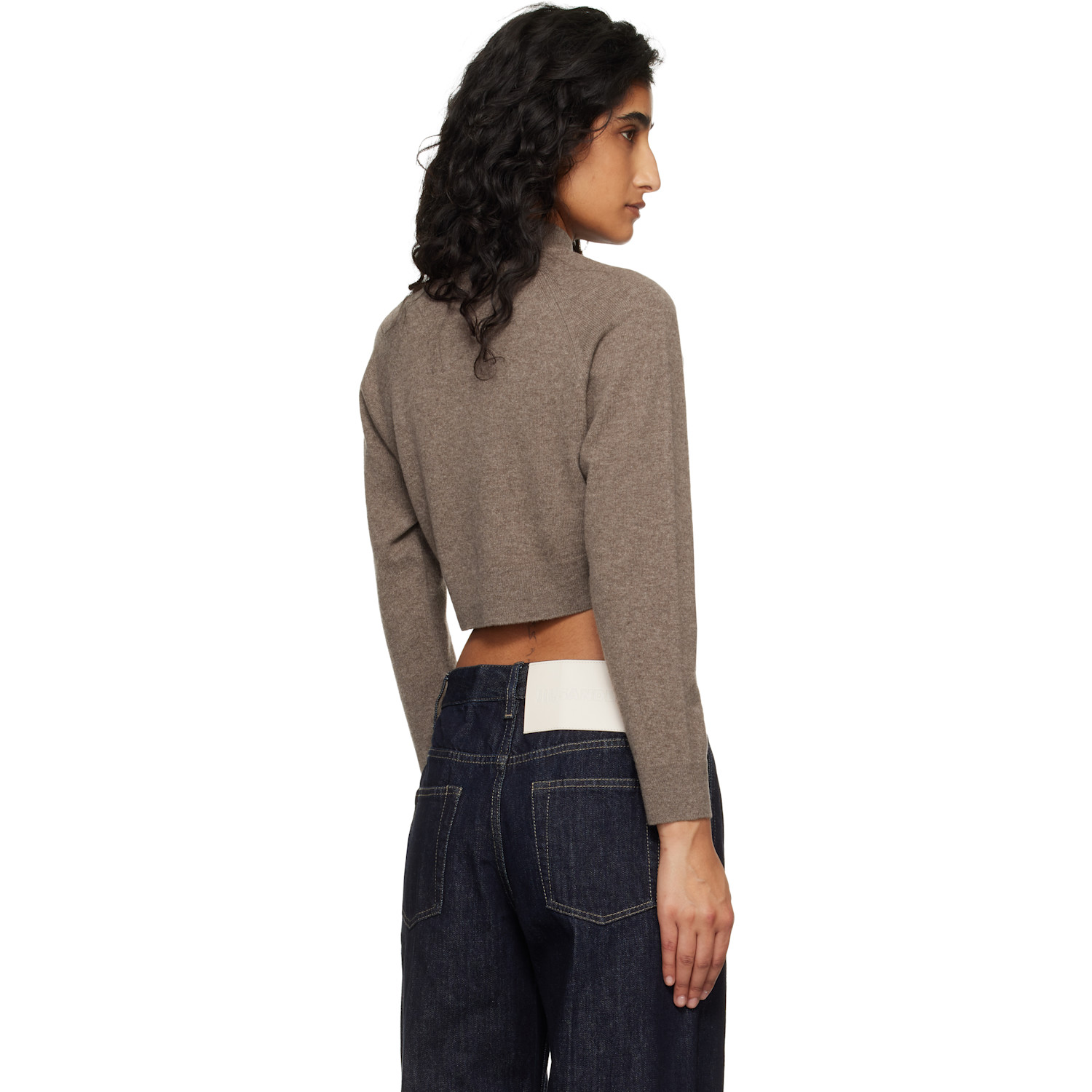  Jil Sander Brown Ls Crop Sweater 