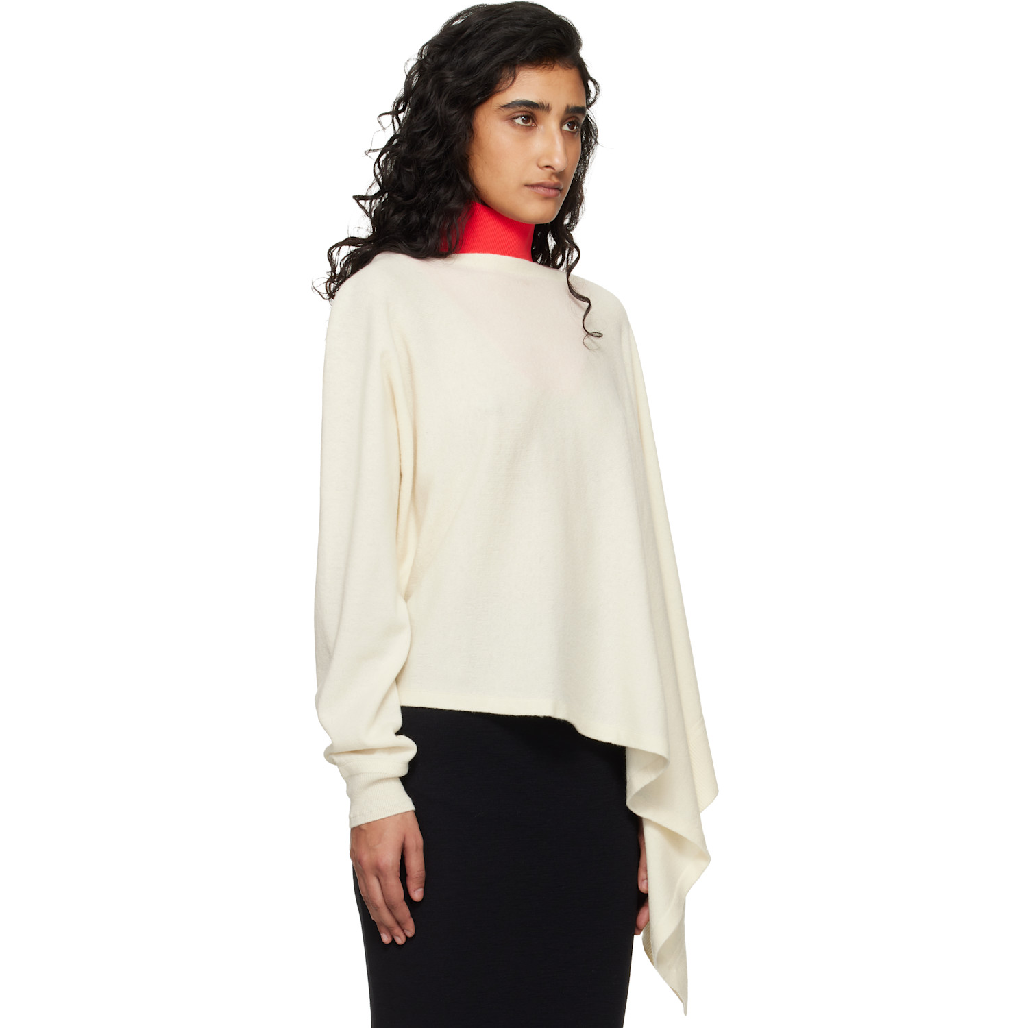  Jil Sander Red Knit Large Bib Dickey 