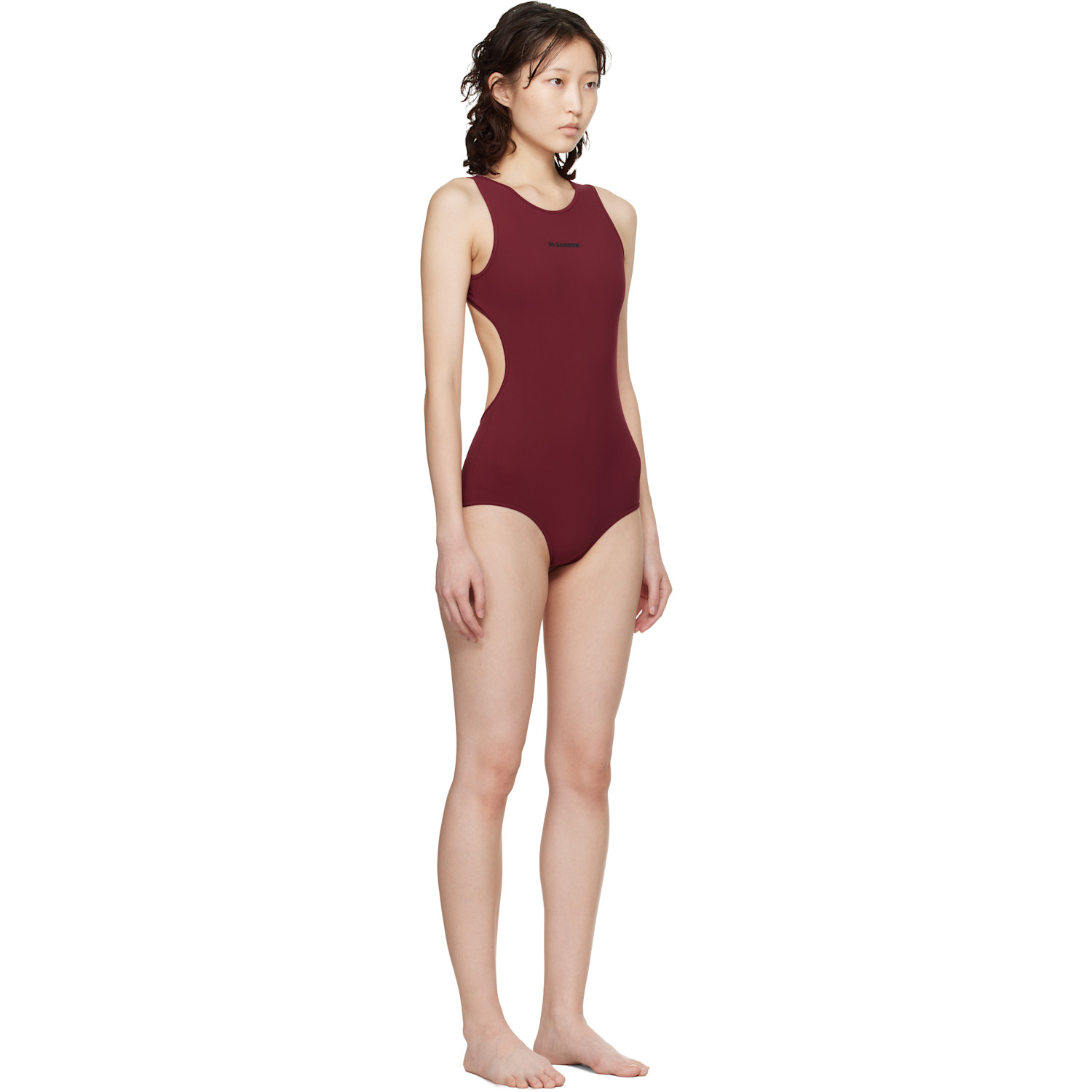  Jil Sander Burgundy Jersey Swimsuit 