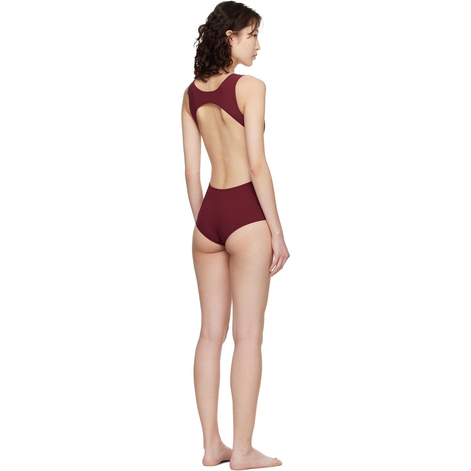  Jil Sander Burgundy Jersey Swimsuit 