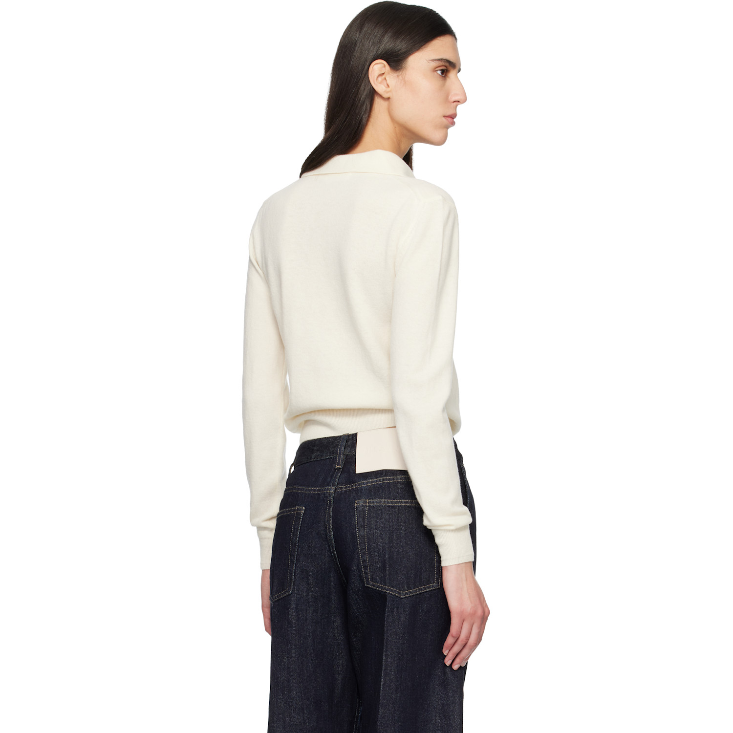  Jil Sander Off-white Wool Long Sleeve Polo 