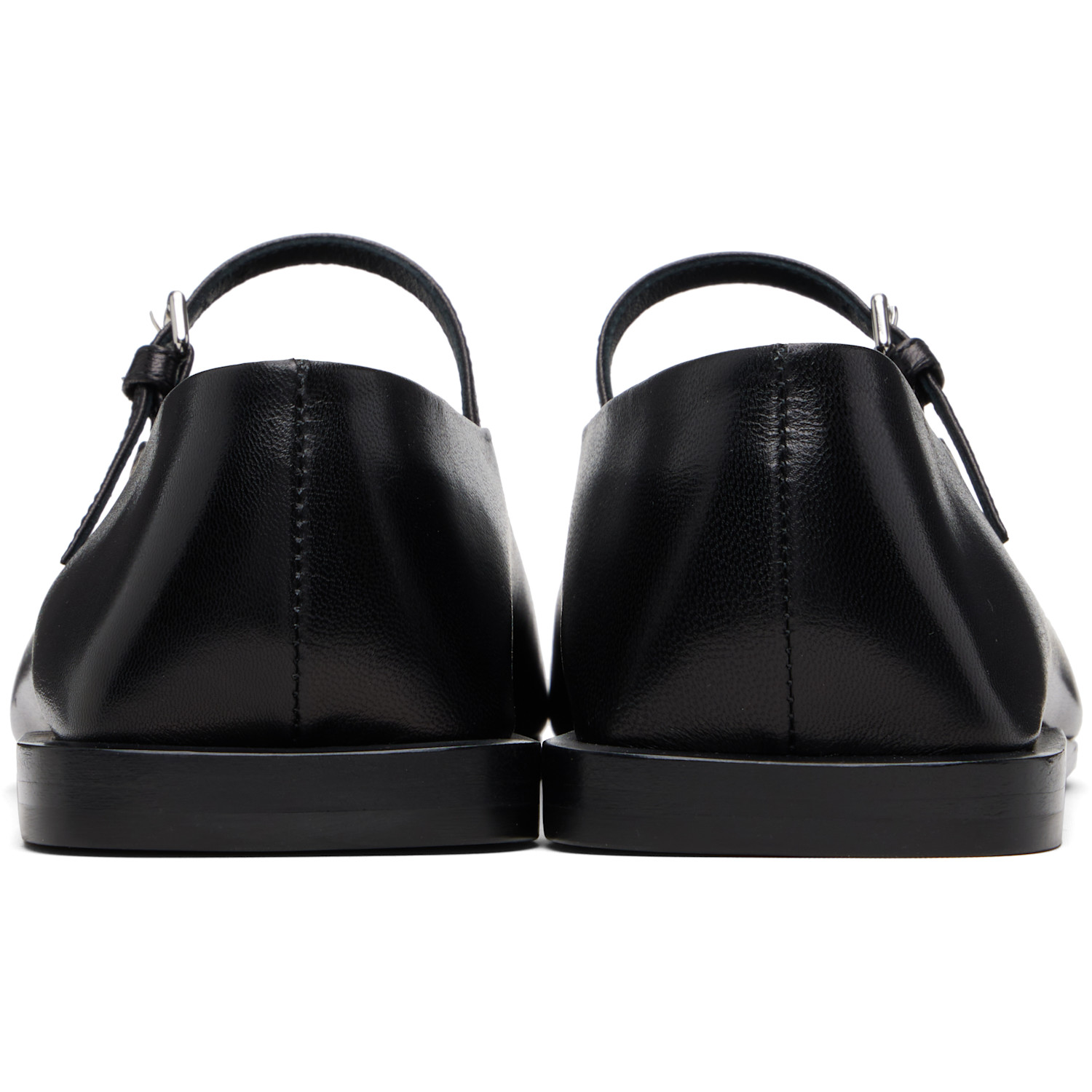  Jil Sander Black Buckle Strap Ballerina Flats 