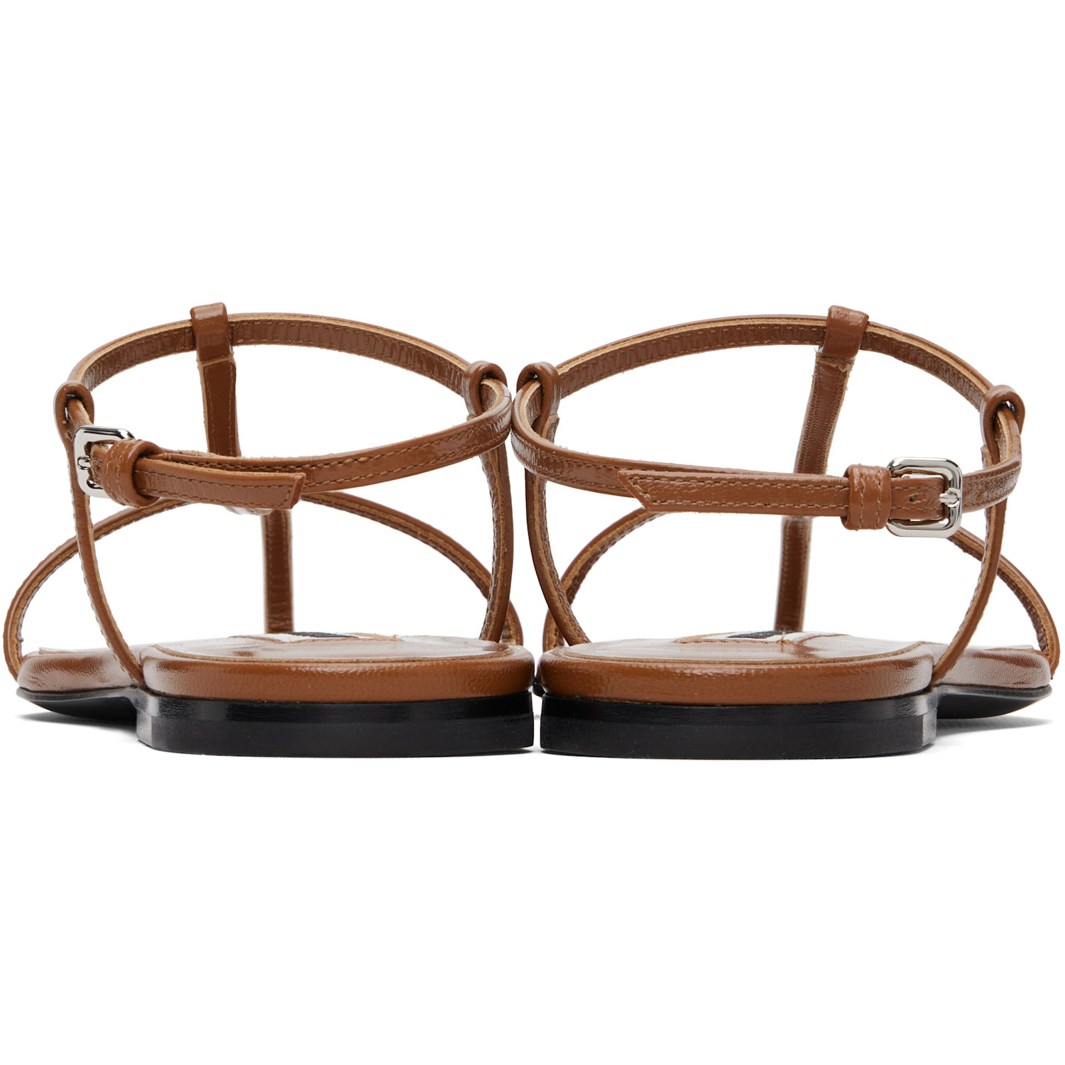  Jil Sander Brown Cage Flat Sandals 