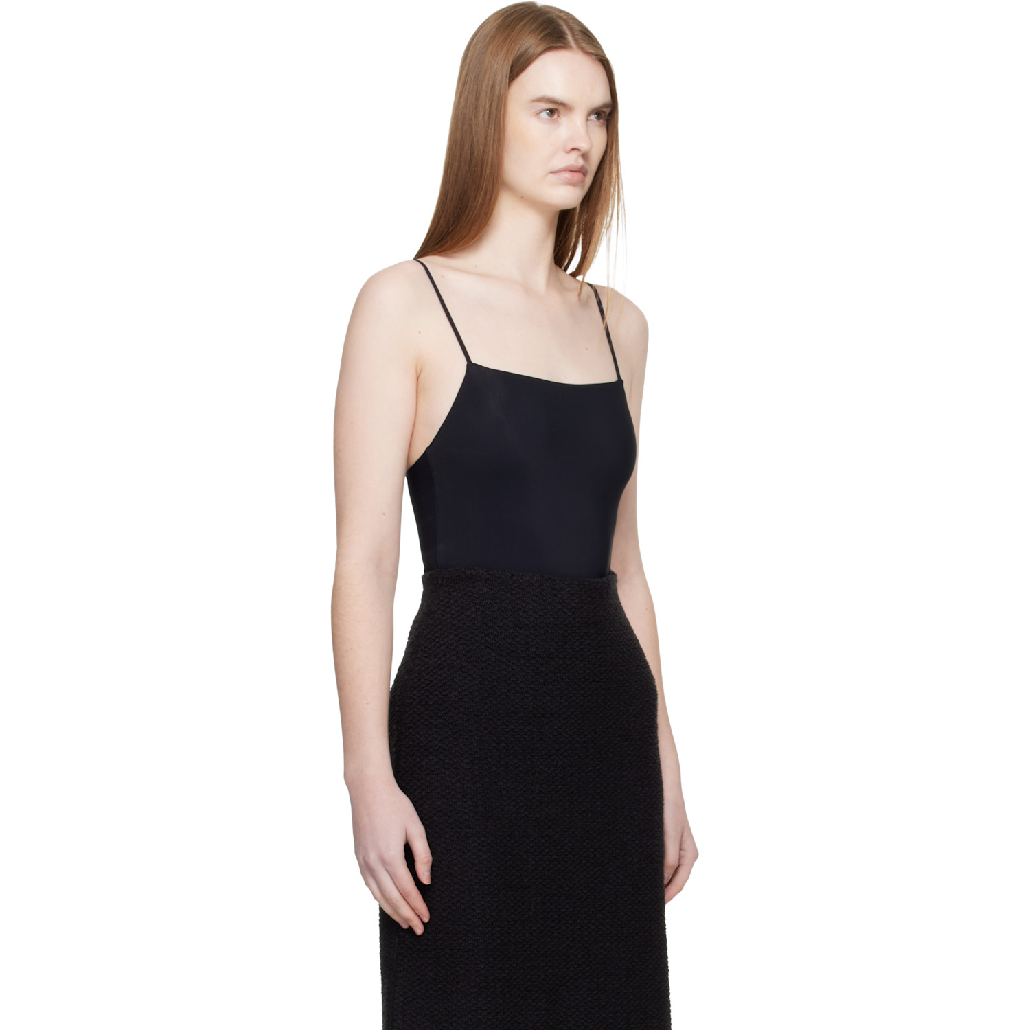  Jil Sander Black Spaghetti Straps Bodysuit 