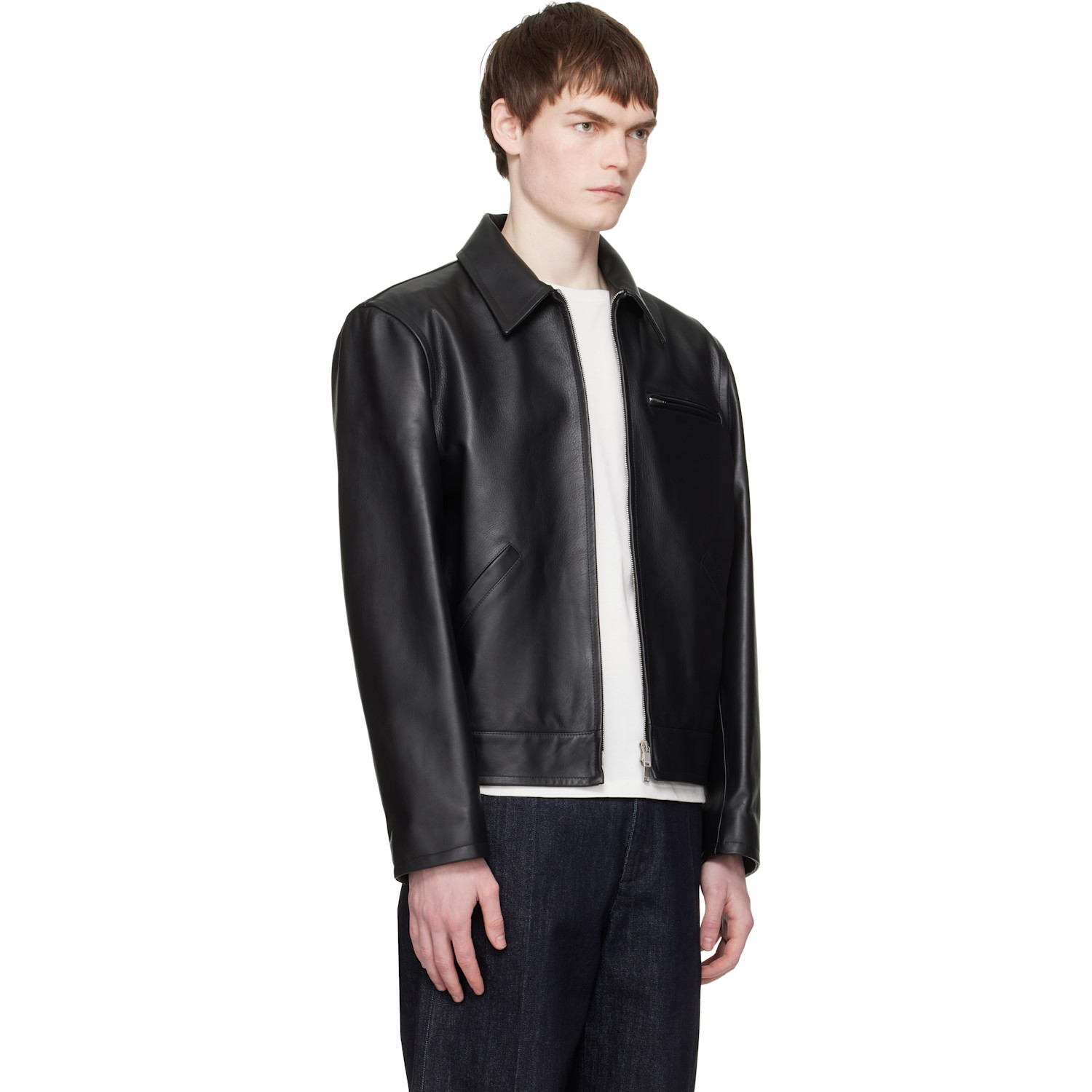  Jil Sander Black Blouson Leather Jacket 